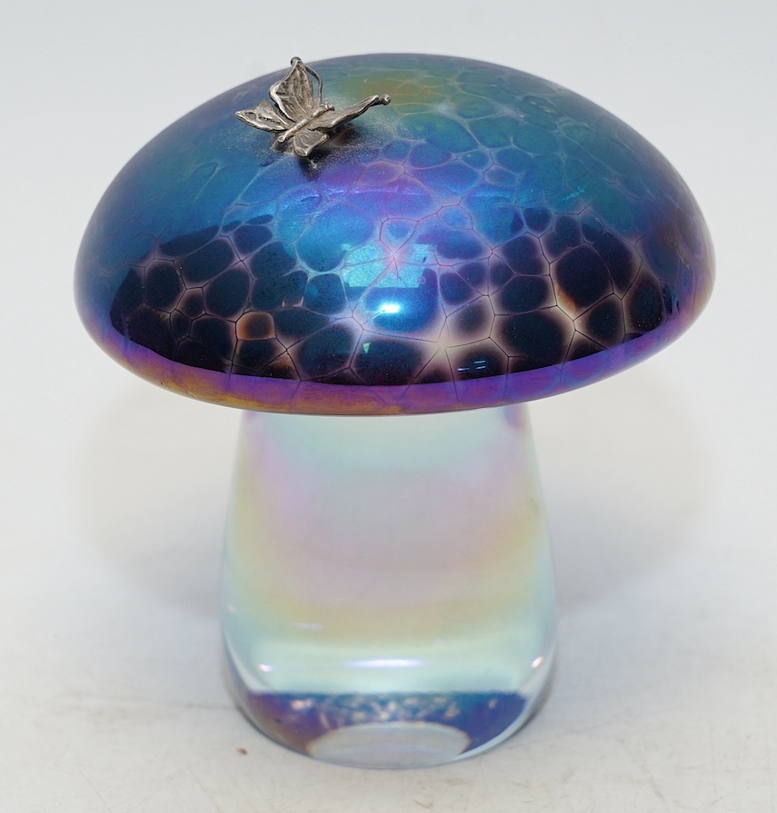 John Ditchfield glass paperweight in the form of a mushroom, signed to the base, 10cm high. Condition - good